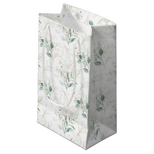 Mint Green Pastel Floral Greenery Pattern Small Gift Bag