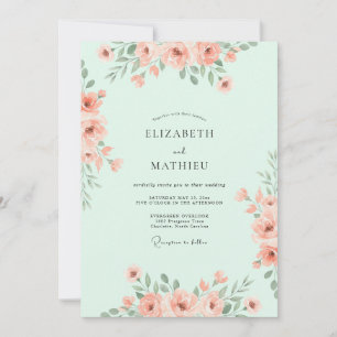 Mint Green Pastel Meadow Wedding Invitation