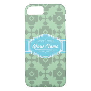 Mint Green pattern with Personalized Name Case-Mate iPhone Case