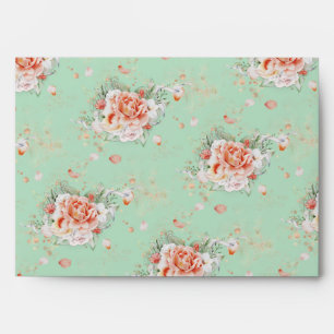 Mint Green Patterned Floral Invitation Envelope