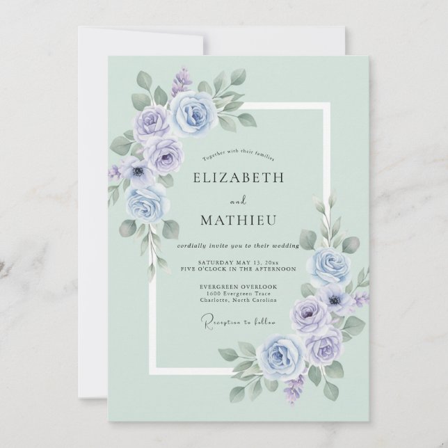 Mint Green Peaceful Springtime Wedding Invitation (Front)