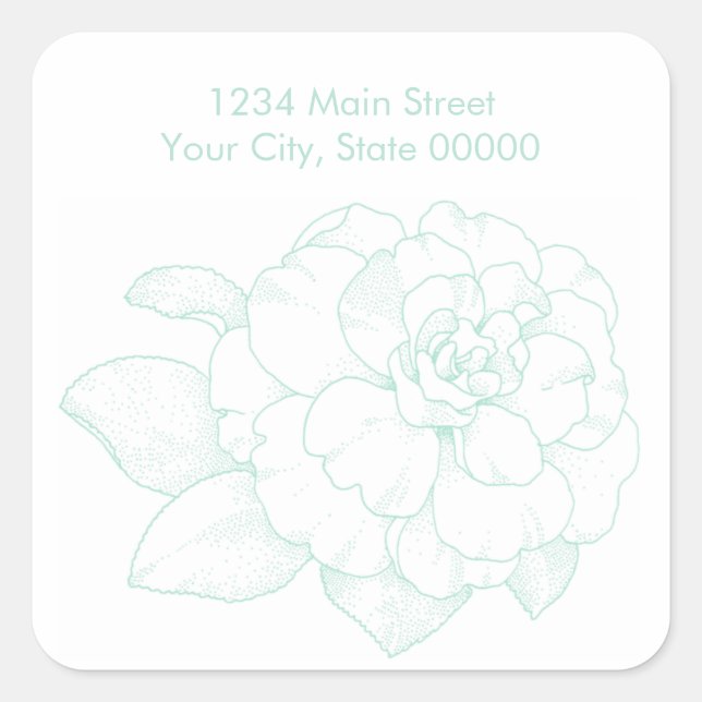 Mint Green Peony Envelope Seal Return Address (Front)