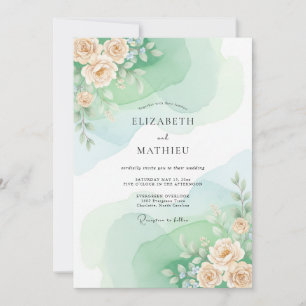 Mint Green Picturesque Watercolor Wedding Invitation