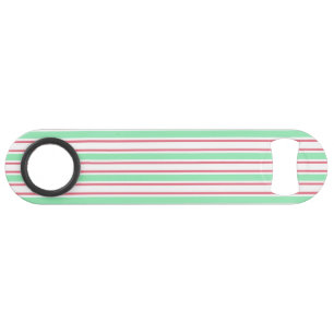 Mint green, pink and white candy stripes bar key