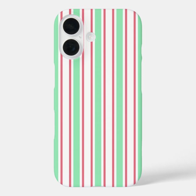 Mint green, pink and white candy stripes Case-Mate iPhone case (Back)