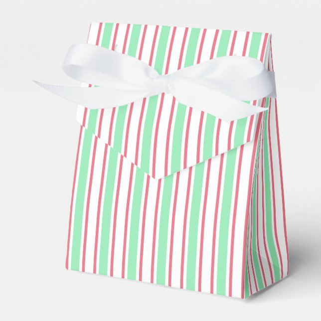 Mint green, pink and white candy stripes favor box (Front Side)