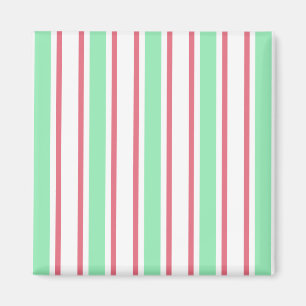 Mint green, pink and white candy stripes magnet