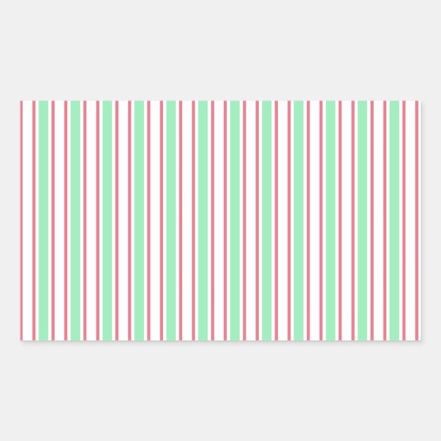 Mint green, pink and white candy stripes sticker (Front)