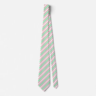 Mint green, pink and white candy stripes tie