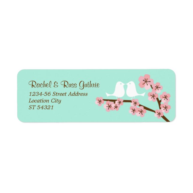 Mint Green & Pink Cherry Blossom Modern Wedding (Front)