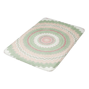 Mint Green Pink Mandala Bath Mat