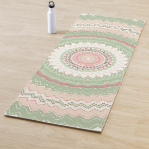 Mint Green Pink Mandala Yoga Mat