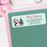 Mint Green Pink Merry Christmas Fun Penguin Modern<br><div class="desc">These unique mint green and pink Christmas return address labels feature the "Merry Christmas" saying in casual script font and a cute penguin in a pink Santa hat decorating the Christmas tree. The template makes it easy to type your address before ordering.</div>