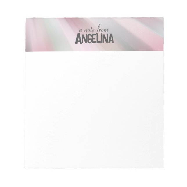 Mint green pink strips grey letter notepad (Front)