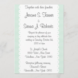 Mint Green Pinstripes Wedding Invitation