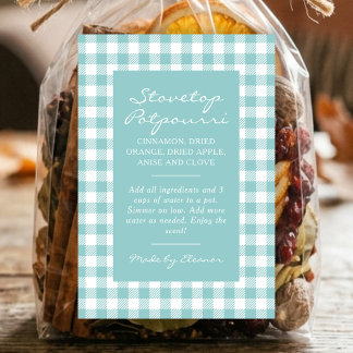 Mint Green Plaid Simmer Pot Kit Label