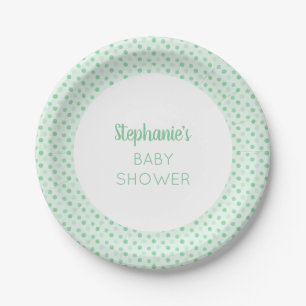 Mint Green Polka Dot Baby Shower Paper Plate