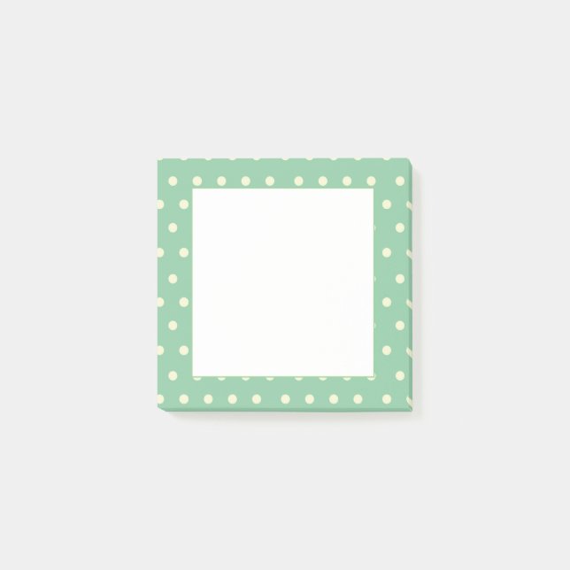 Mint Green Polka Dot Customizable Post-it Notes (Front)