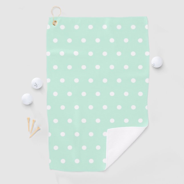 Mint Green Polka Dot Golf Towel (InSitu)