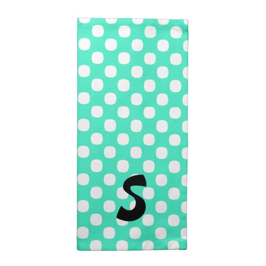 Mint Green Polka Dot Monogram Cloth Napkins