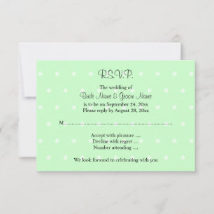 Mint Green Polka Dot Pattern. Wedding RSVP Card