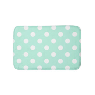 Mint green polka dots bathroom rug