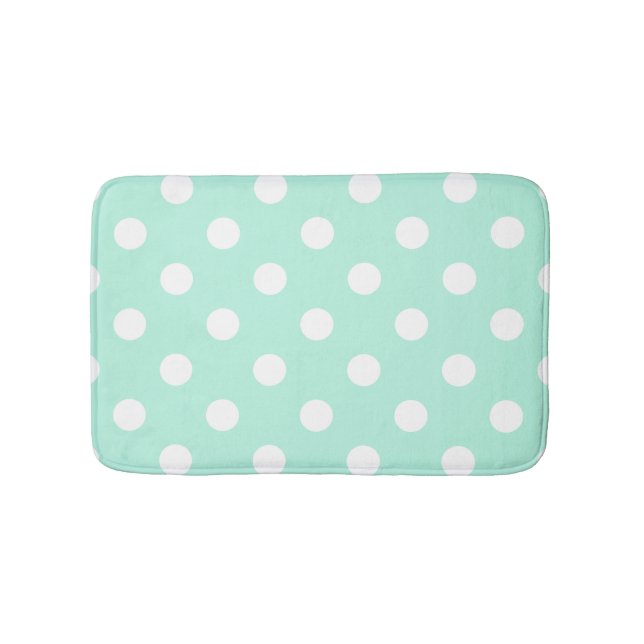 Mint green polka dots bathroom rug (Front)