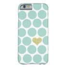 Mint Green Polka Dots Glitter Heart iPhone