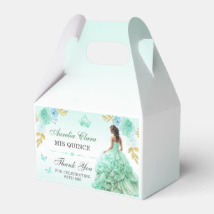 Mint Green Princess Dress Quinceañera Birthday Favor Box