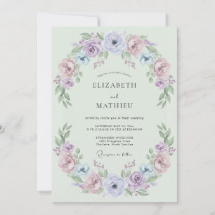Mint Green Pristine Floral Wedding Invitation