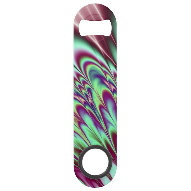 Mint Green Purple Bloom Fractal Bar Key (Front)