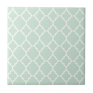 Mint Green Quatrefoil Moroccan Pattern Tile