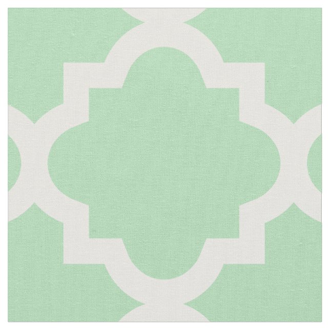 Mint Green Quatrefoil Pattern | Fabric (Close Up)