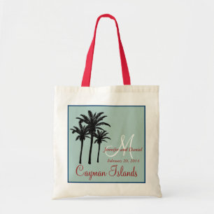 Mint Green Red Beach Wedding Palm Trees Tote Bag