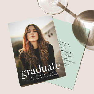 Mint Green Refined Photo Graduation Party Invitation