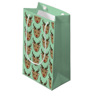 Mint Green Reindeer Christmas Gift Bag