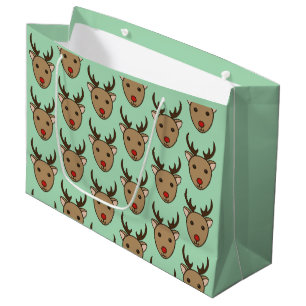 Mint Green Reindeer Christmas Gift Bag