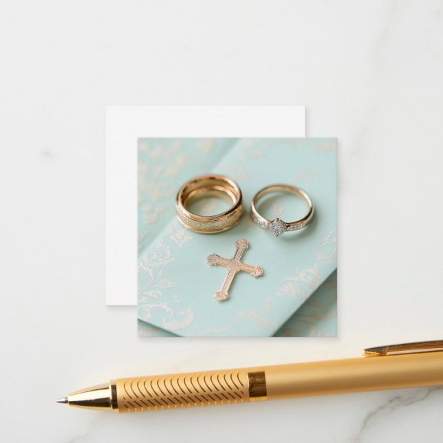 Mint green religious wedding enclosure card (Front/Back In Situ)