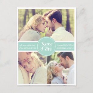 Mint Green Retro Photo Enregistrer la date Carte p
