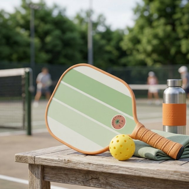 Mint Green Retro Stripe Pickleball Paddle (Creator Uploaded)