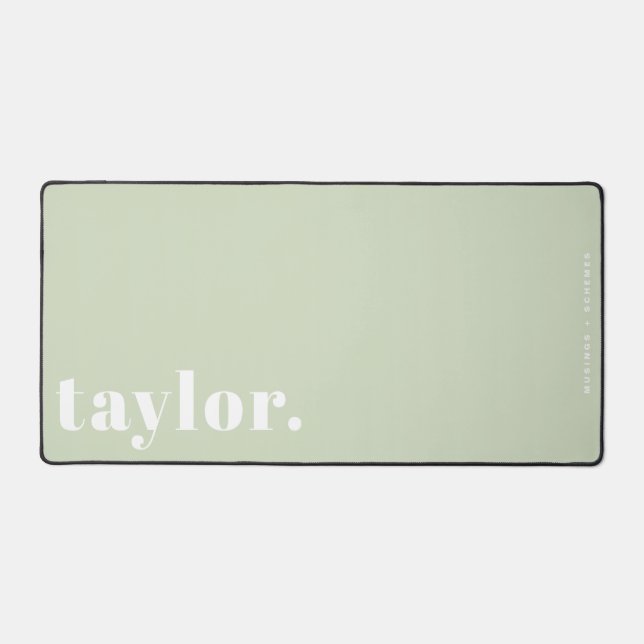 Mint Green Retro Typography Personalized Desk Mat (Front)