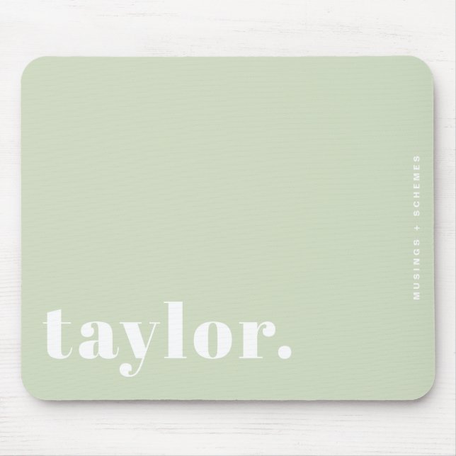 Mint Green Retro Typography Personalized Mouse Pad (Front)