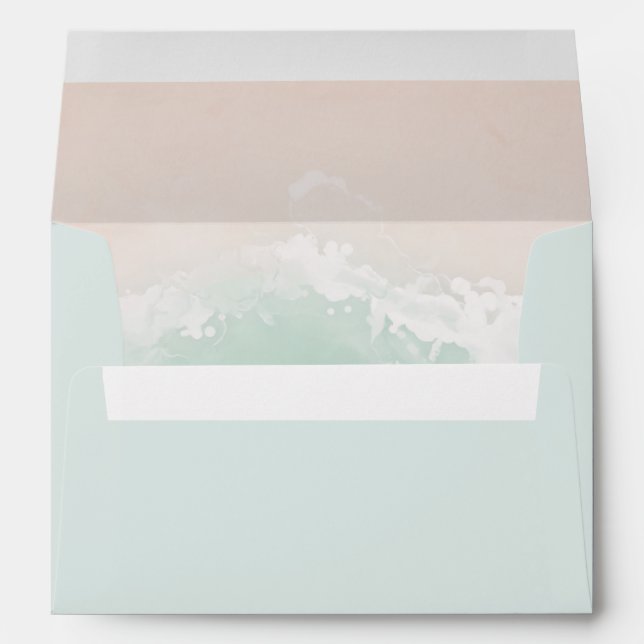 Mint green return address beach wedding envelope (Back (Bottom))