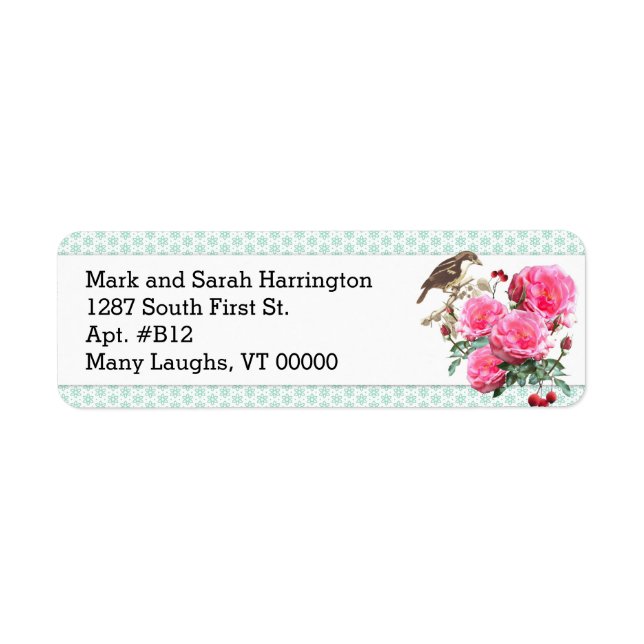 Mint Green Rose Personnalisée Étiquettes d'adresse (Devant)