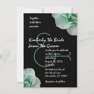 Mint Green Roses and Black Wedding Template