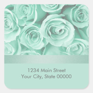 Mint Green Roses Return Address Envelope Seal