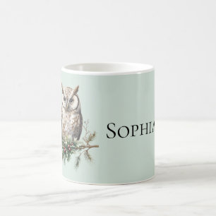 Mint Green Rustic Owl Coffee Mug