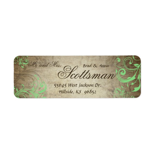 Mint Green Rustic Return Address Label (Front)