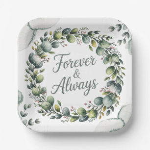 Mint Green & Sage Green Eucalyptus Paper Plate