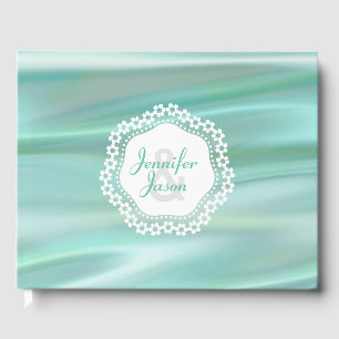 Mint Green Satin Look Wedding Guest Book